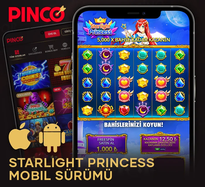 Pinco mobil uygulaması üzerinden Starlight Princess oynayın