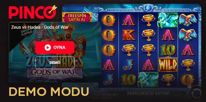 Zeus vs Hades'in demo modu hakkında Pinco Casino web sitesinde